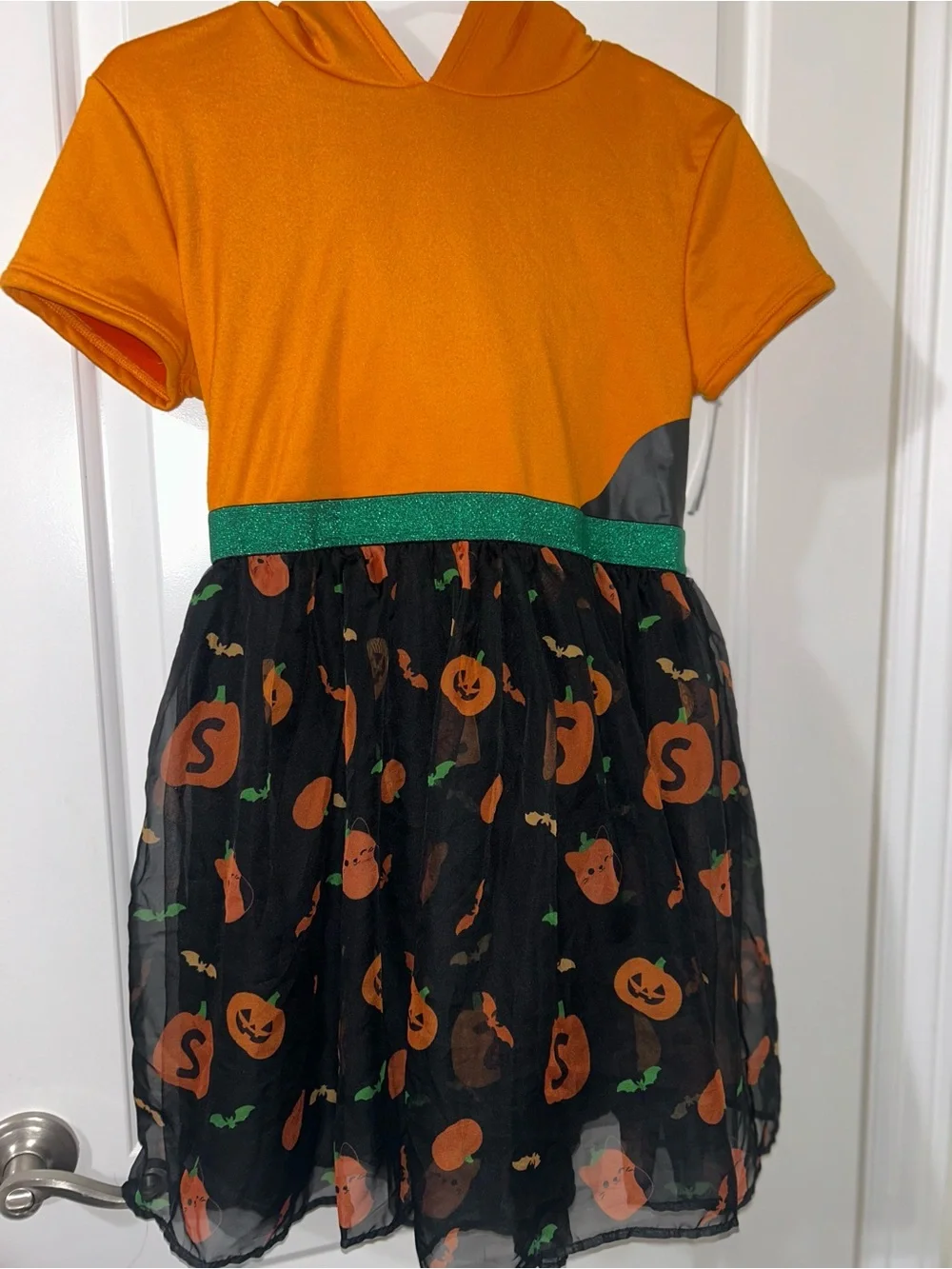 Squishmallows Orange Hooded Pumpkin Dress with Green Waistband